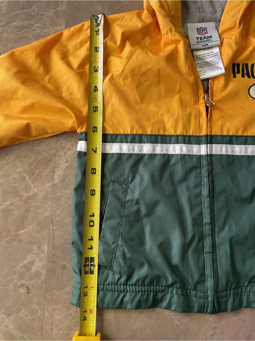 Green Bay Packers Team NFL toddler Full Zip jacket Hooded Windbreaker 3T